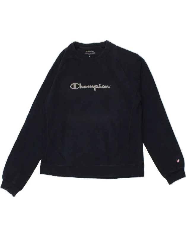 CHAMPION Mens Graphic Sweatshirt Jumper Medium Navy Blue Cotton