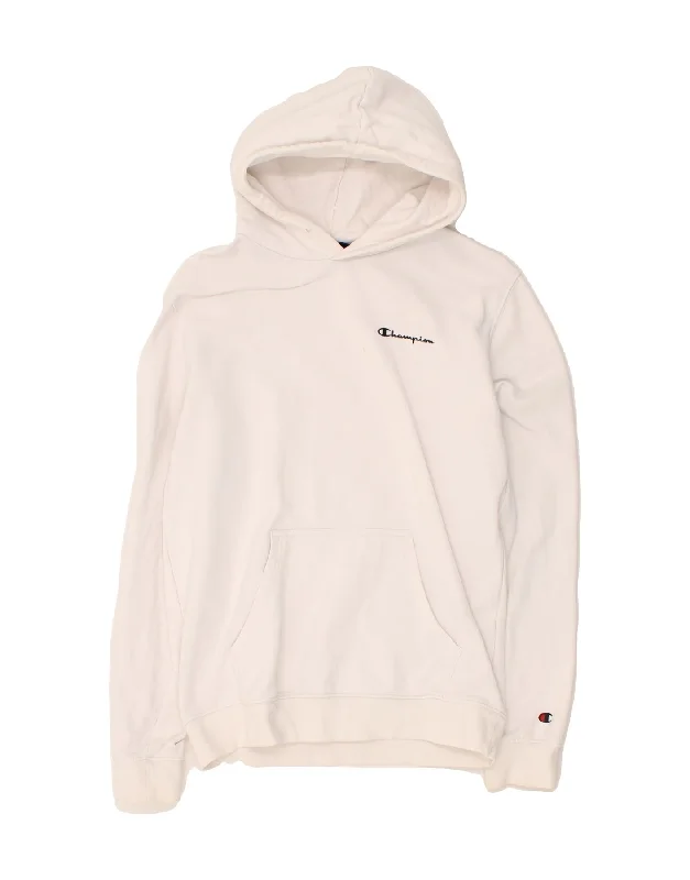 CHAMPION Mens Hoodie Jumper Medium White Cotton