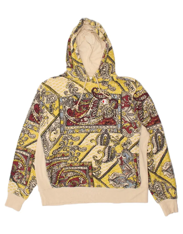 CHAMPION Mens Hoodie Jumper XL Beige Paisley Cotton