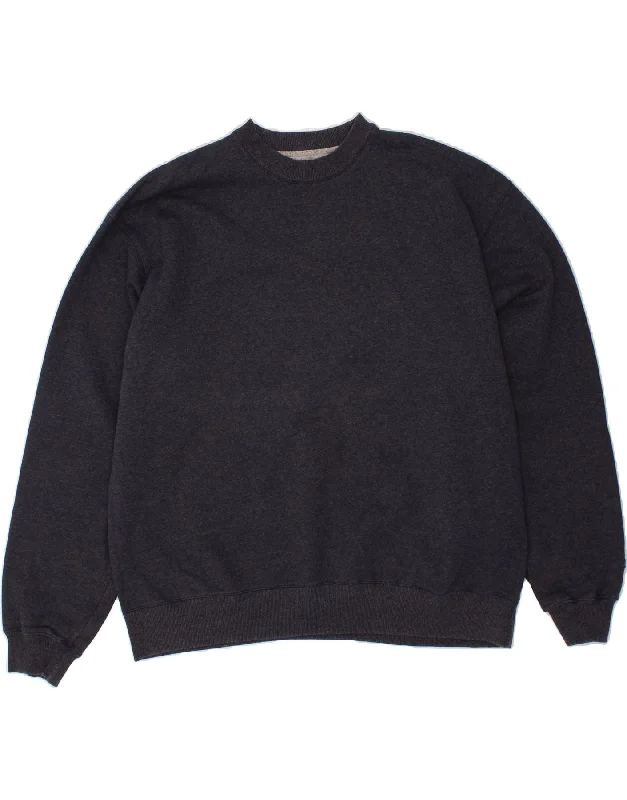 CHAMPION Mens Sweatshirt Jumper 2XL Navy Blue Cotton Hoodie with Elastic Cuffs Stretchable Comfortable