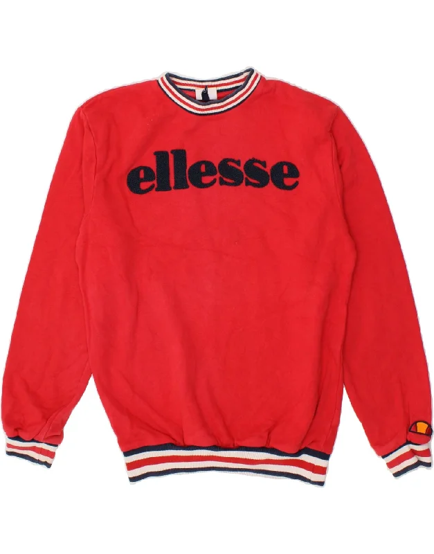 ELLESSE Womens Graphic Sweatshirt Jumper UK 10 Small Red Cotton