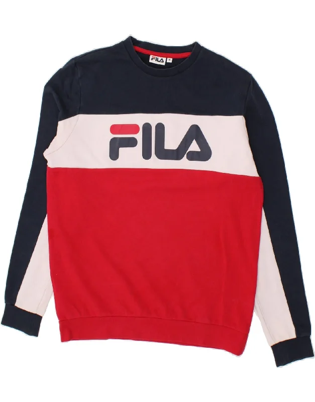 FILA Mens Graphic Sweatshirt Jumper Medium Red Colourblock