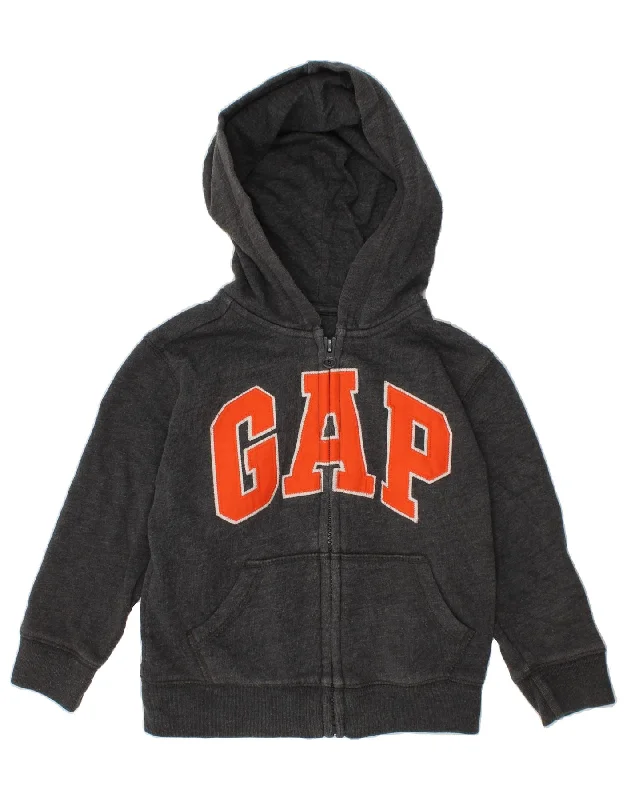 GAP Boys Graphic Zip Hoodie Sweater 6-7 Years Grey Cotton Hooded Sweatshirt Casual Wear Street Style