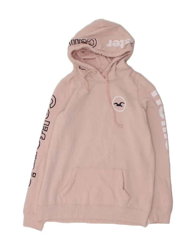 HOLLISTER Womens California Graphic Hoodie Jumper UK 14 Medium Pink Oversized Hoodie Comfort Casual