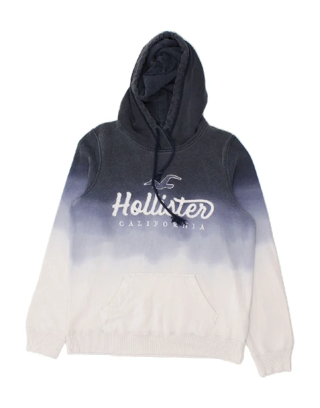 HOLLISTER Womens Graphic Hoodie Jumper UK 10 Small White Colourblock Hoodie with Raw Hem Edgy Unfinished HOLLISTER Womens Graphic Hoodie Jumper UK 10 Small White Colourblock Hoodie with Raw Hem Edgy Unfinished