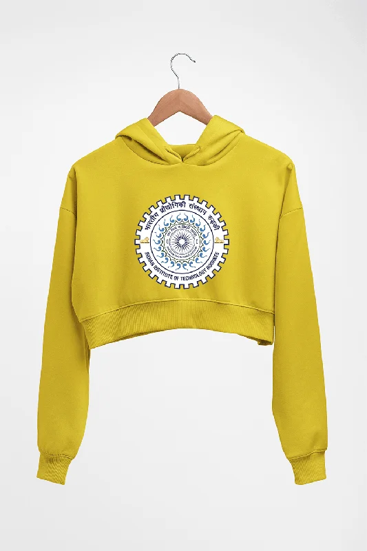 IIT Roorkee Crop HOODIE FOR WOMEN Hoodie with Frayed Bohemian Relaxed