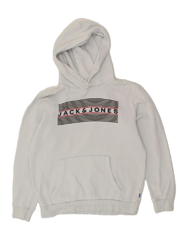 JACK & JONES Boys Graphic Hoodie Jumper 13-14 Years White Cotton