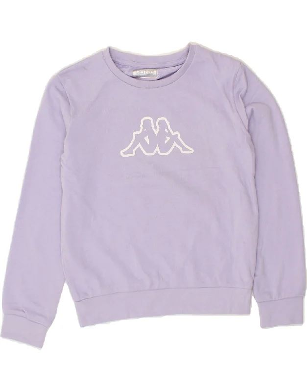 KAPPA Girls Graphic Sweatshirt Jumper 11-12 Years Purple Cotton