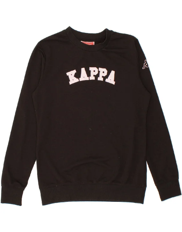 KAPPA Girls Graphic Sweatshirt Jumper 13-14 Years Small Black Polyester