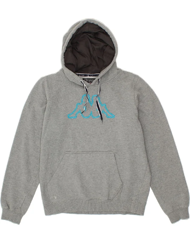 KAPPA Mens Graphic Hoodie Jumper Small Grey Cotton