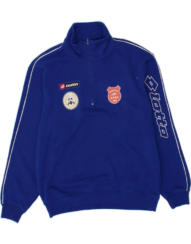 LOTTO Mens Graphic Zip Neck Sweatshirt Jumper Medium Blue Hoodie with Stripes Bold Sporty LOTTO Mens Graphic Zip Neck Sweatshirt Jumper Medium Blue Hoodie with Stripes Bold Sporty