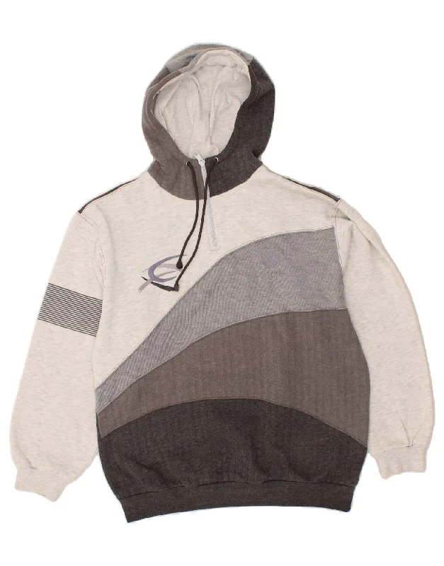 LOTTO Mens Zip Neck Hoodie Jumper Medium Grey Colourblock Hoodie with Snap Buttons Easy Quick