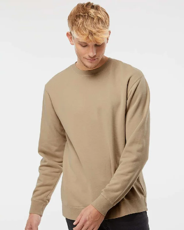 Midweight Pigment-Dyed Crewneck Sweatshirt Hoodie with Stripes Bold Sporty