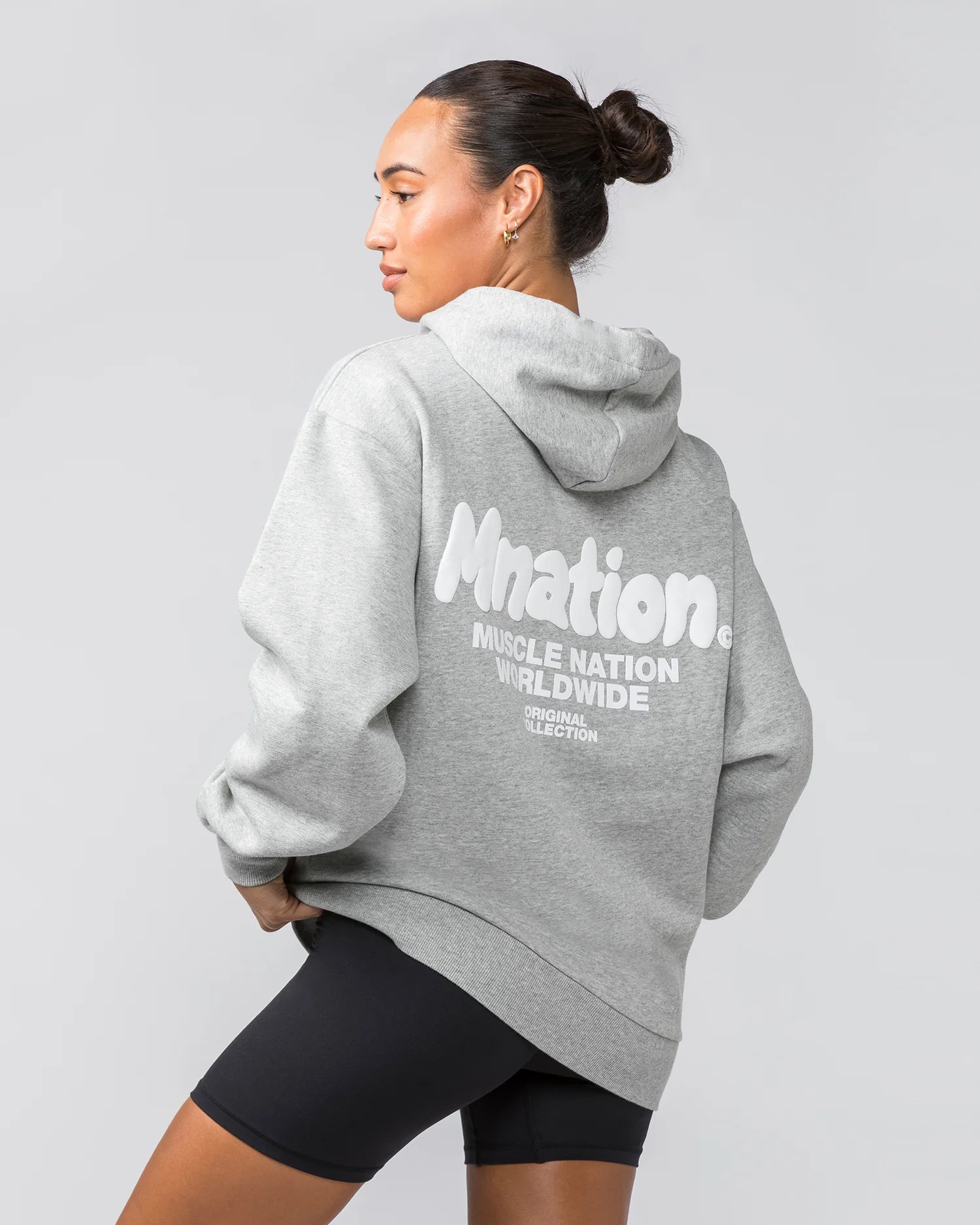 Muscle Nation | MNation Oversized Hoodie - Grey Marl