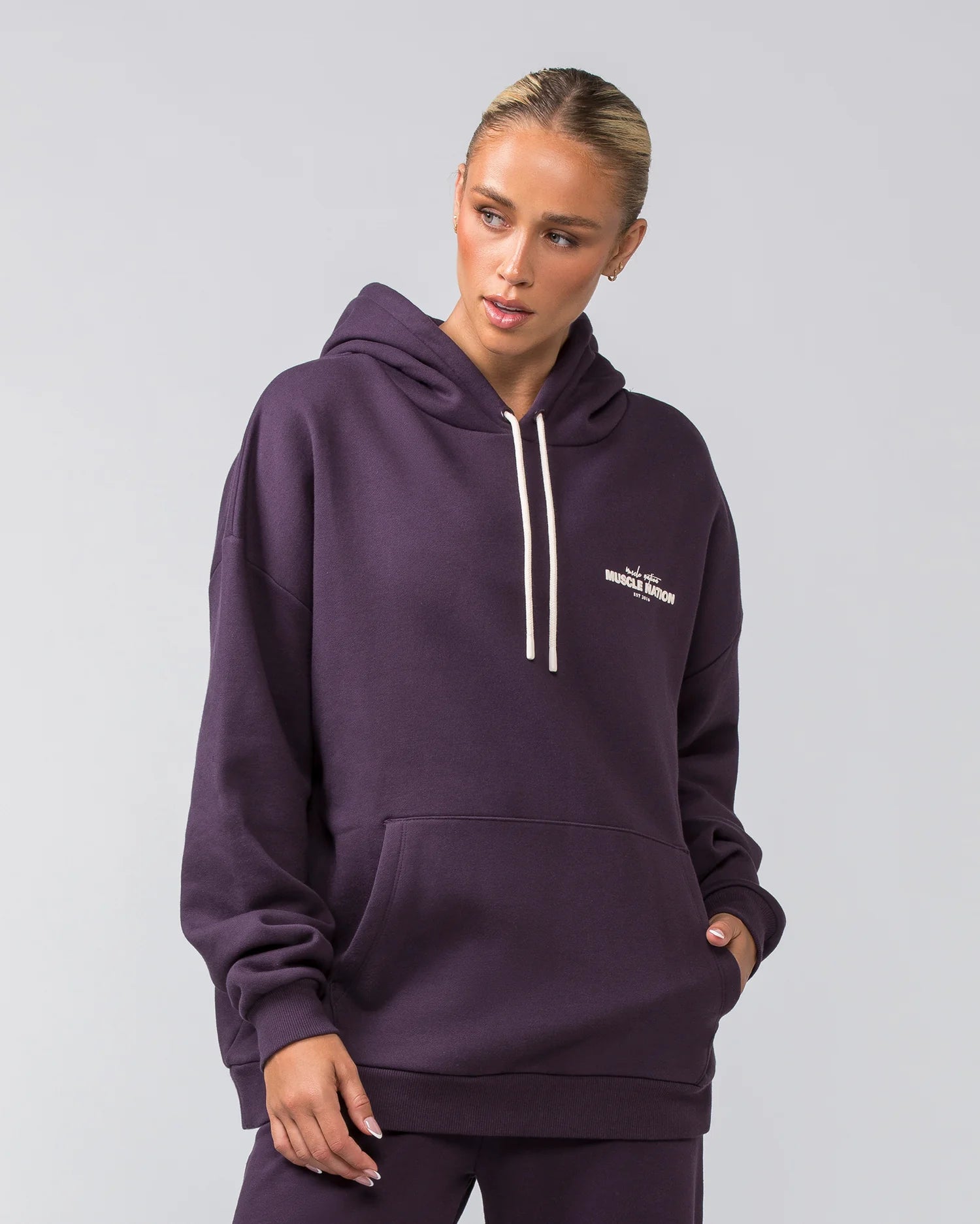 Muscle Nation | Timeless Oversized Hoodie - Midnight Plum