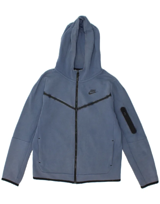 NIKE Boys Zip Hoodie Sweater 13-14 Years XL Blue Cotton Hoodie with Mock Neck Collared Structured NIKE Boys Zip Hoodie Sweater 13-14 Years XL Blue Cotton Hoodie with Mock Neck Collared Structured