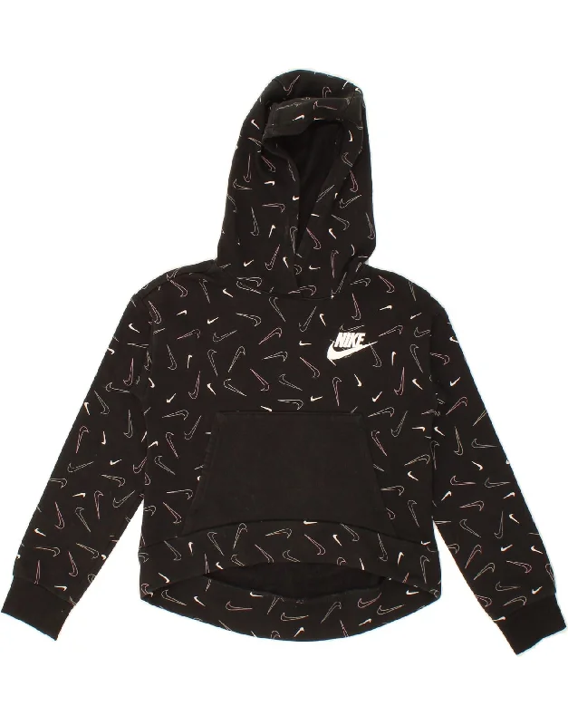 NIKE Girls Graphic Hoodie Jumper 10-11 Years Medium  Black