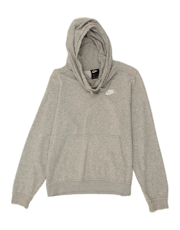 NIKE Mens Hoodie Jumper Small Grey Cotton Hoodie with Oversized Fit Loose Comfortable