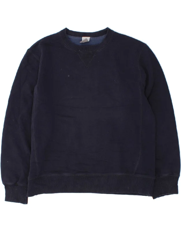 NIKE Mens Sweatshirt Jumper UK 39/41 Medium Navy Blue Cotton Hooded Sweatshirt Casual Wear Street Style