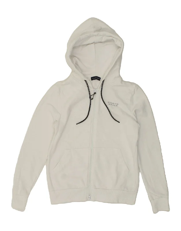 NORTH SAILS Boys Zip Hoodie Sweater 10-11 Years Small White Cotton Hoodie with Color Block Contrast Stylish