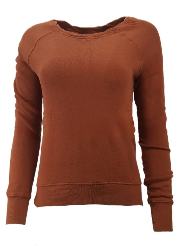 PAM & GELA Women's Brown Rust Annie Hi Lo Sweatshirt #B00F Petite X-Small NWT Hoodie with Hem Ribbing Snug Secure