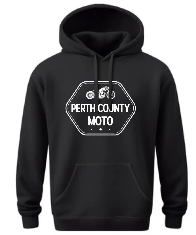 Perth County Moto Classic Logo Hoodie Hoodie with Drop Shoulder Relaxed Streetwear