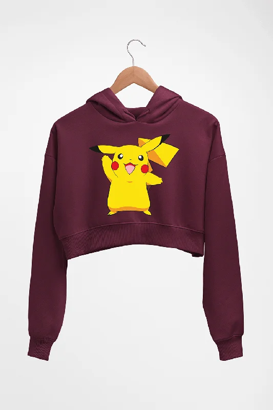 Pikachu Crop HOODIE FOR WOMEN Hoodie with Monochrome Minimalist Simple