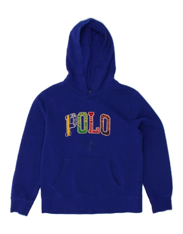 POLO RALPH LAUREN Boys Graphic Hoodie Jumper 10-11 Years Medium Blue