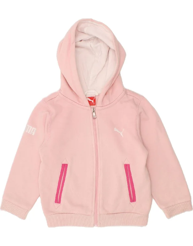 PUMA Baby Girls Graphic Zip Hoodie Sweater 18-24 Months Pink Cotton Hoodie with Print Artistic Unique