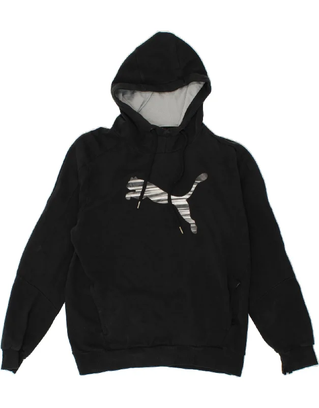 PUMA Mens Graphic Hoodie Jumper Medium Black Cotton Hoodie with Lining Warm Insulated PUMA Mens Graphic Hoodie Jumper Medium Black Cotton Hoodie with Lining Warm Insulated
