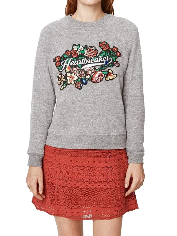 REBECCA MINKOFF Women's Heather Grey Heartbreaker Patch Sweatshirt $128 NWT Hoodie with Ribbed Neckline Snug Warm REBECCA MINKOFF Women's Heather Grey Heartbreaker Patch Sweatshirt $128 NWT Hoodie with Ribbed Neckline Snug Warm