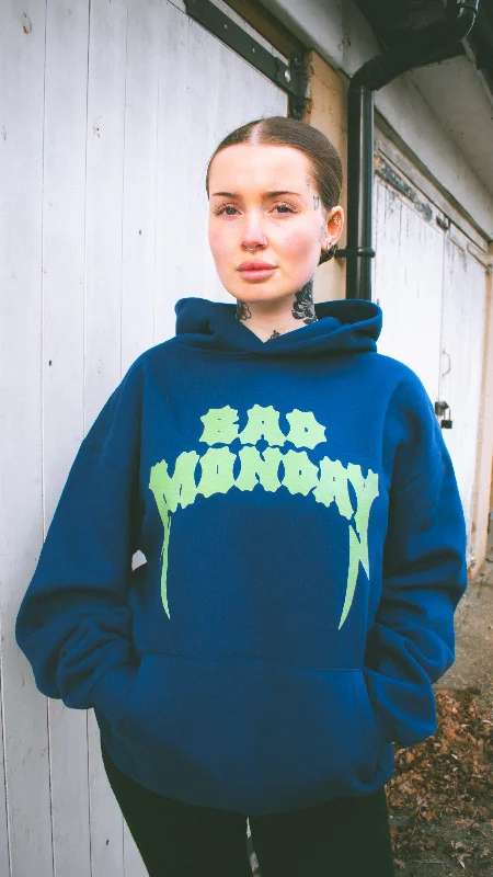 Relaxed Fit Logo Hoodie Cobalt Hoodie with High Neck Warm Protective