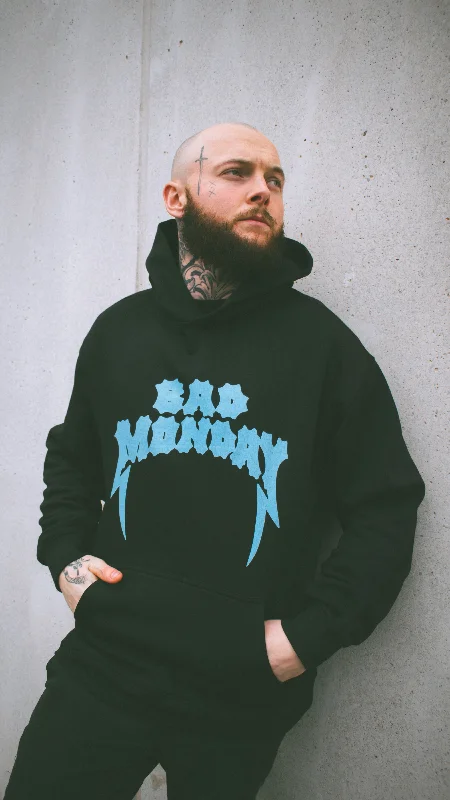 Relaxed Fit Logo Hoodie Black Zip Hoodie Drawstring Kangaroo Pocket