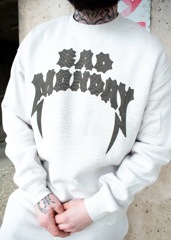 Relaxed Fit Logo Sweatshirt Bone Cotton Hoodie Fleece Lining Warmth