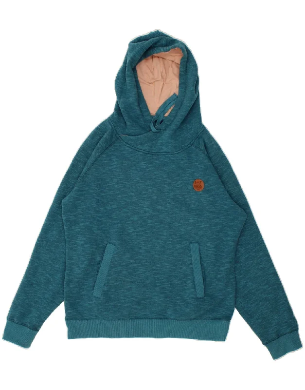 SALTROCK Womens Hoodie Jumper UK 12 Medium  Turquoise Flecked Cotton