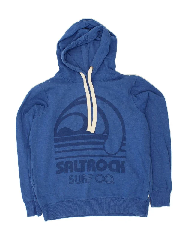 SALTROCK Womens Oversized Graphic Hoodie Jumper UK 10 Small  Blue Cotton