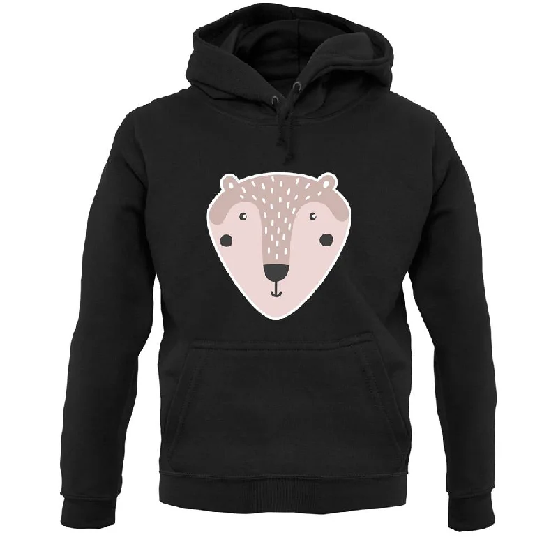 Smiley Face Mrs Bear Unisex Hoodie Hoodie with Contrast Stitching Detailed Premium