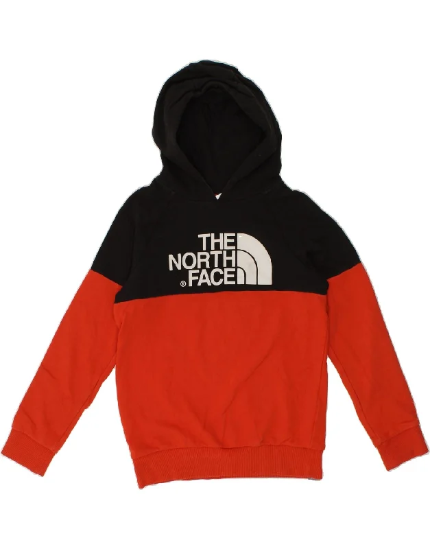 THE NORTH FACE Boys Graphic Hoodie Jumper 12-13 Years Large Red Hoodie with Illustration Artistic Creative
