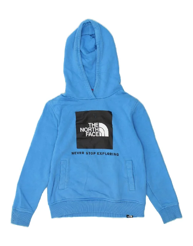 THE NORTH FACE Boys Graphic Hoodie Jumper 9-10 Years Medium Blue Cotton