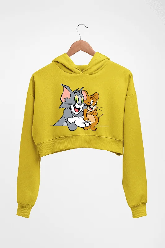Tom and Jerry Crop HOODIE FOR WOMEN Hoodie with Exposed Zipper Edgy Industrial