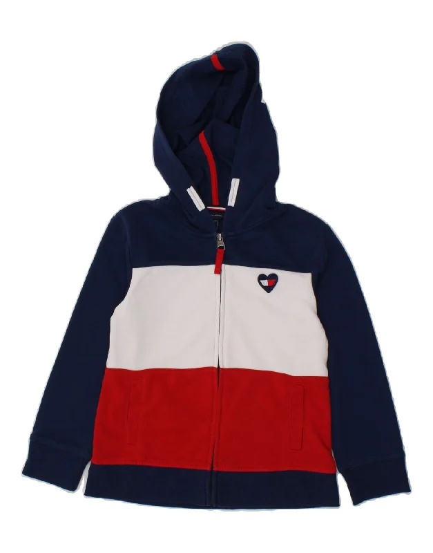 TOMMY HILFIGER Boys Graphic Zip Hoodie Sweater 6-7 Years Small  Navy Blue