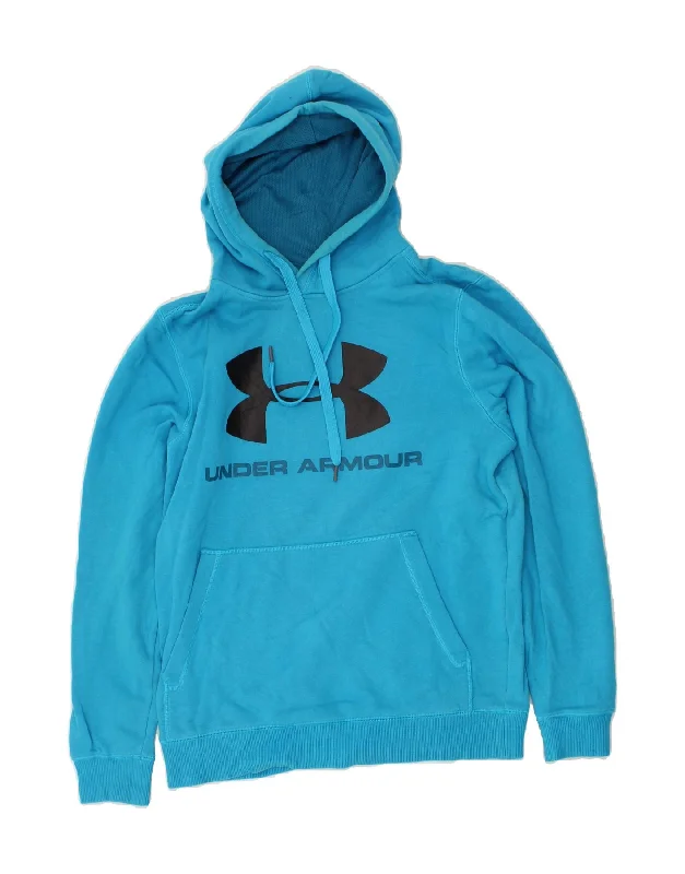 UNDER ARMOUR Mens Fitted Graphic Hoodie Jumper Small Blue