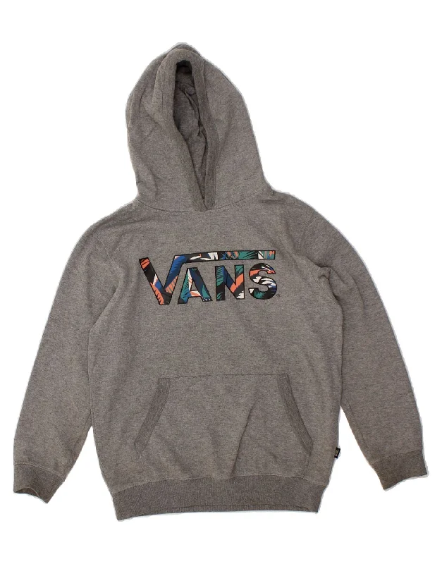 VANS Boys Graphic Hoodie Jumper 13-14 Years Large Grey Cotton