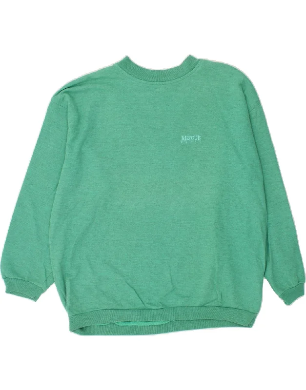 VINTAGE Mens Sweatshirt Jumper Large Green Cotton Hoodie Jacket Zipper Layering