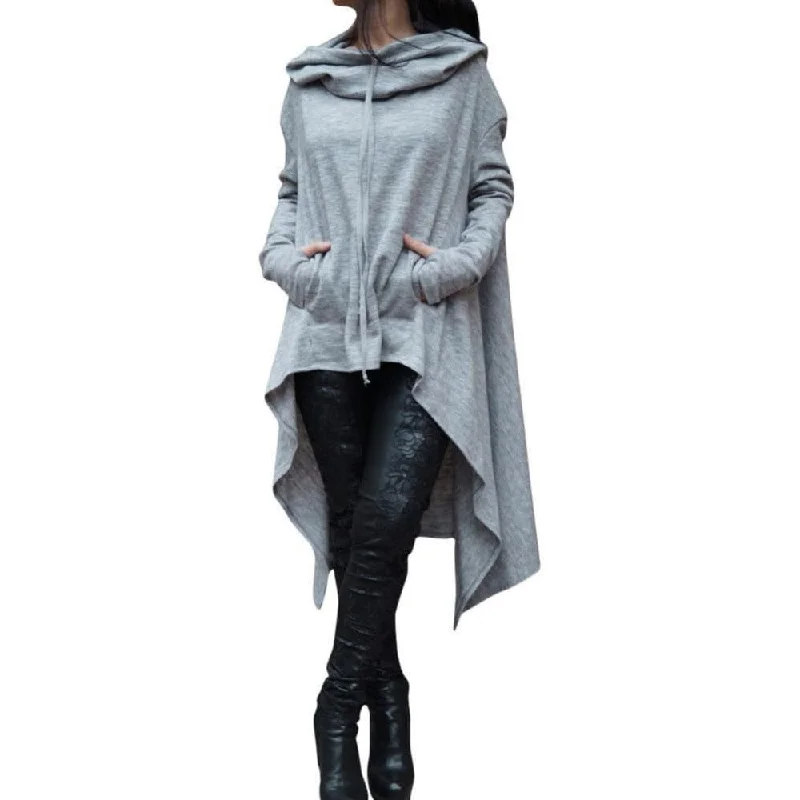 Cloak Style Pullover Hoodie Fitted Ribbed Sweater