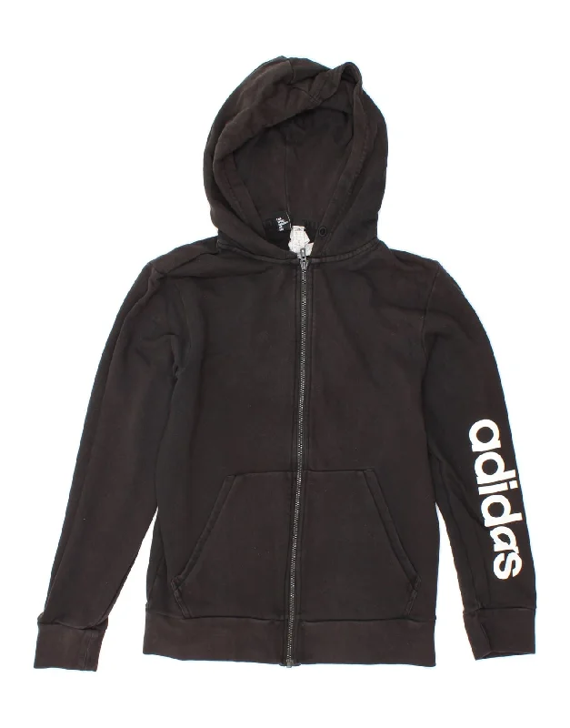 ADIDAS Mens Graphic Zip Hoodie Sweater Medium Black Cotton Lightweight Heavyweight Midweight