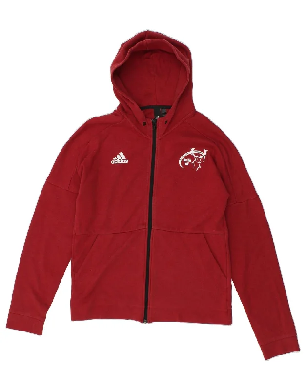 ADIDAS Mens Graphic Zip Hoodie Sweater Medium Red Cotton Layered Multi-layer Single Layer