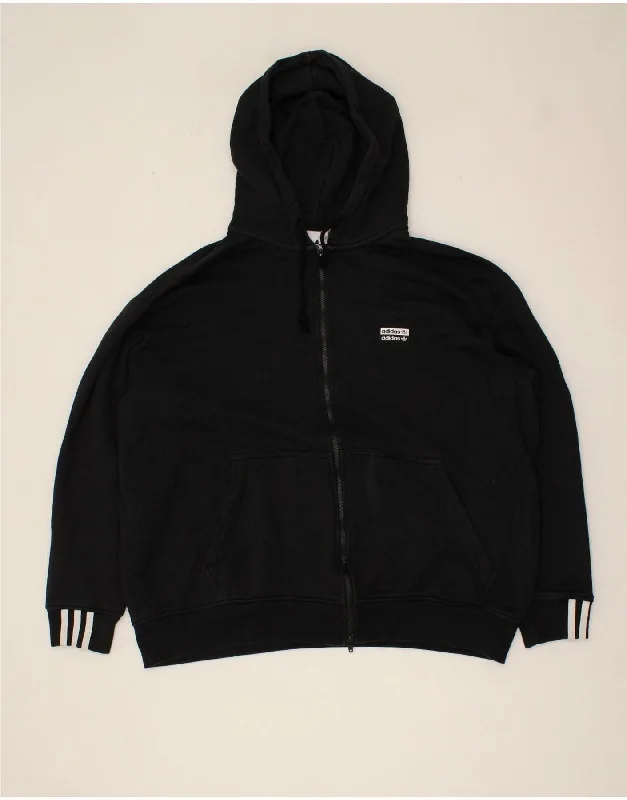 ADIDAS Mens Zip Hoodie Sweater XL Black Cotton