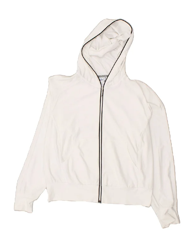 AUSTRALIAN L'ALPINA Womens Zip Hoodie Sweater IT 46 Large White Polyester