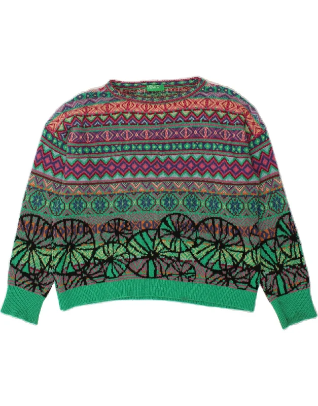 BENETTON Womens Boat Neck Jumper Sweater UK 16 Large Multicoloured Turtle Neck Boat Neck Asymmetrical Neck BENETTON Womens Boat Neck Jumper Sweater UK 16 Large Multicoloured Turtle Neck Boat Neck Asymmetrical Neck